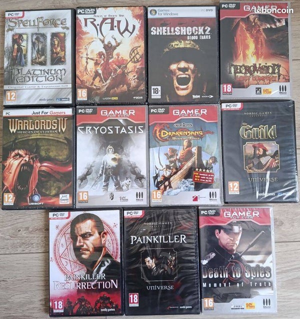 LOT DE 11 JEUX PC