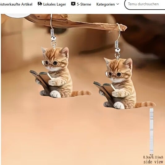 O0008 - Ohrhänger Katze  2D