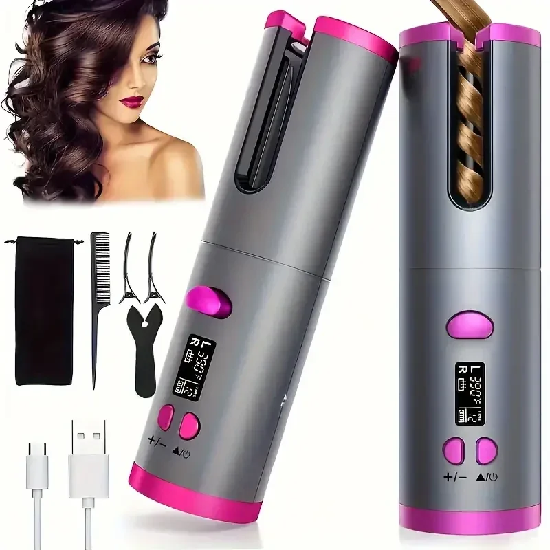 Auto-Curler 5 Réglages de Chaleur – Boucles Somptueuses, Céramique Anti-Brûlure, Anti-Emmêlement, Batterie Lithium Rechargeable USB à Charge Rapide (Coffret Cadeau Luxueux Inclus)