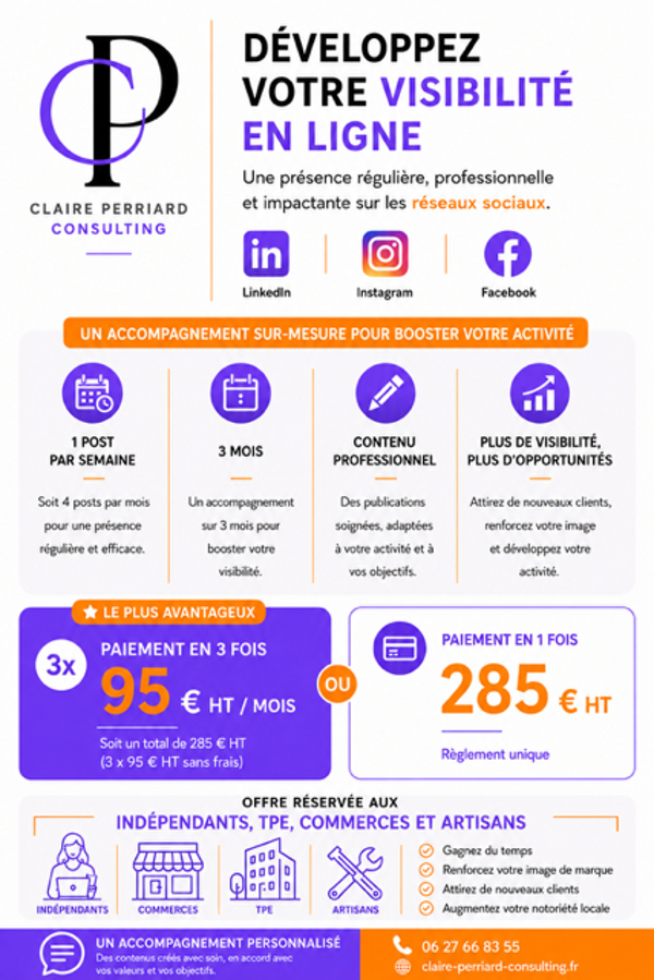 Forfait 3 mois - 1 post par semaine soit 4 posts par mois