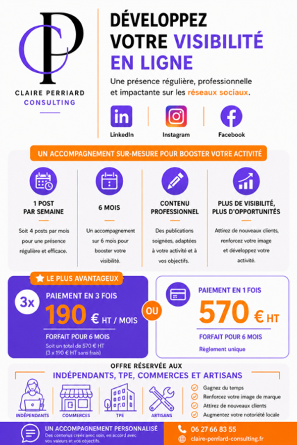 Forfait 6 mois - 1 post par semaine soit 4 posts par mois