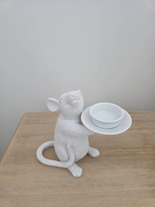 Pair of White Mouse t-light holders