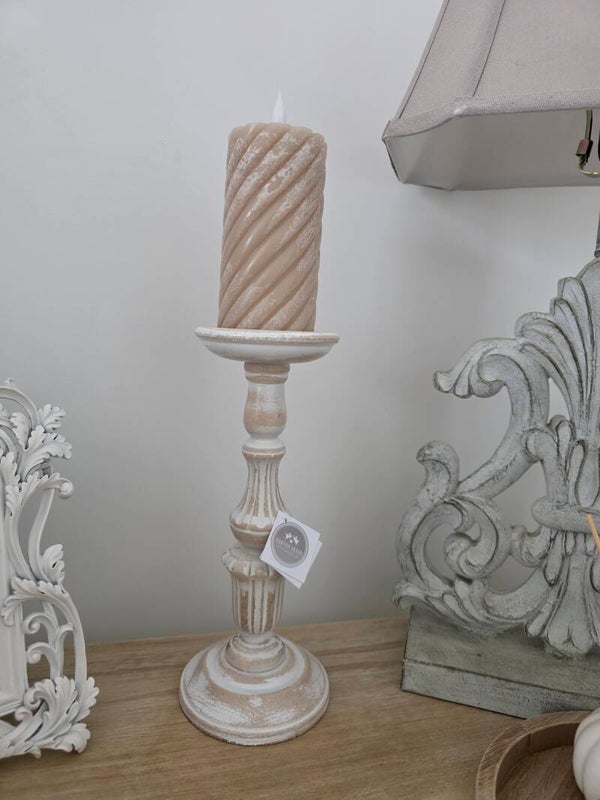 White Washed Shabby Chic Candle Holder