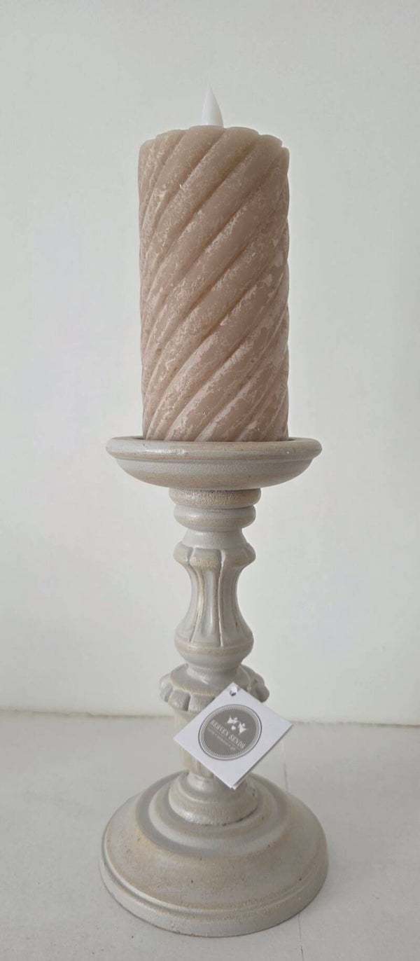 Grey Washed Medium Candle Holder