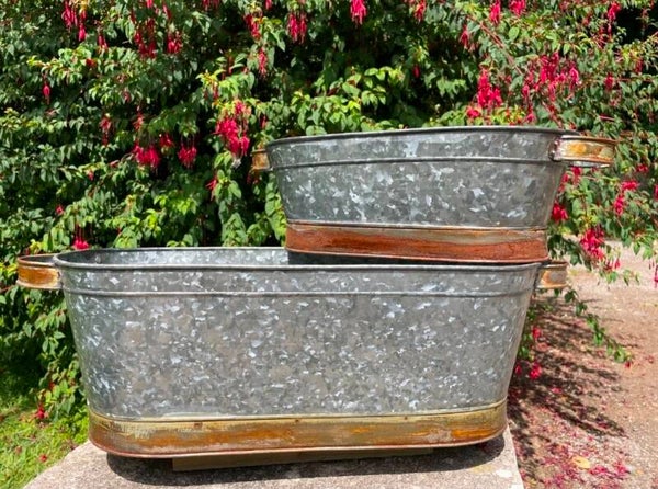 Galvanised metal planters Large
