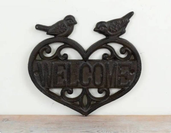 Welcome cast iron sign