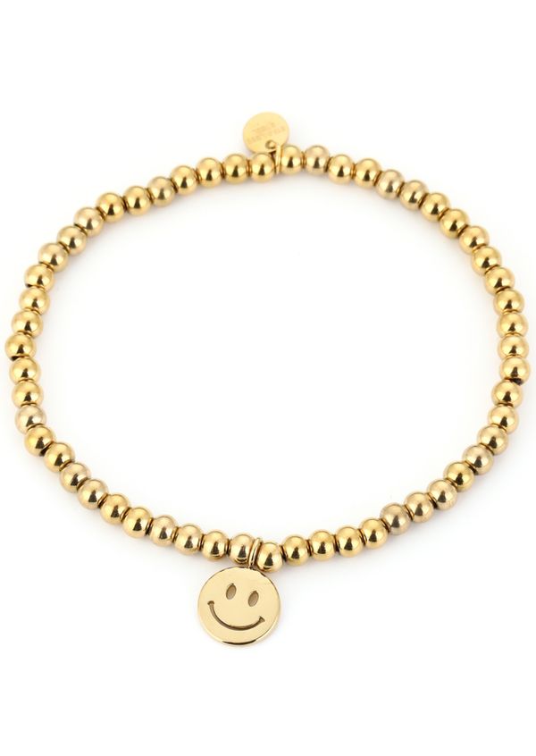 Bolletjes armband smiley - goud of zilver -