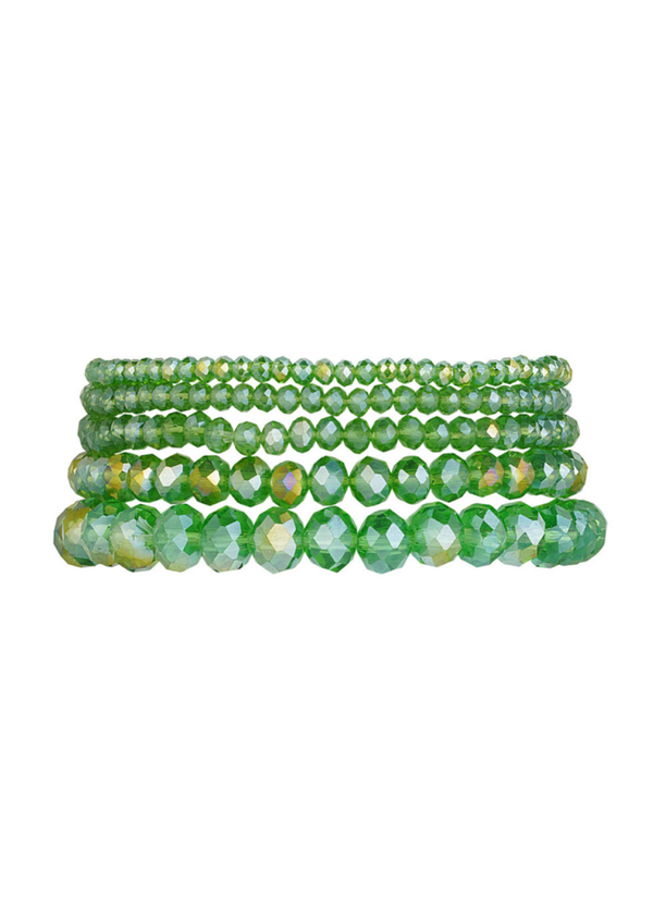 Set van 5 kristal armbanden Licht groen