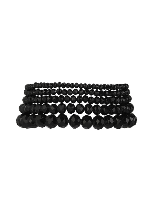 Set van 5 kristal armbanden Zwart