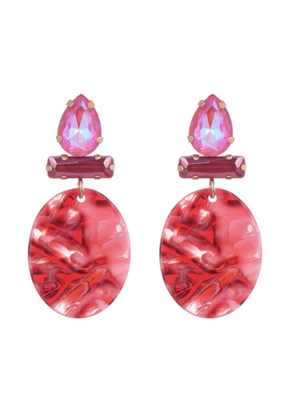 Pink bling oorbellen