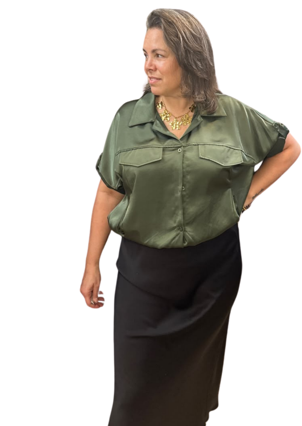 Satin bomber blouse