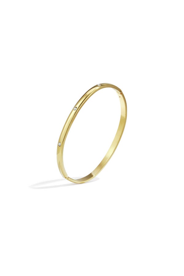 Ovale bangle met subtiele steentjes - Goud of zilver -