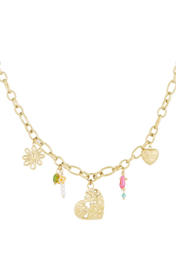 Flower heart necklace