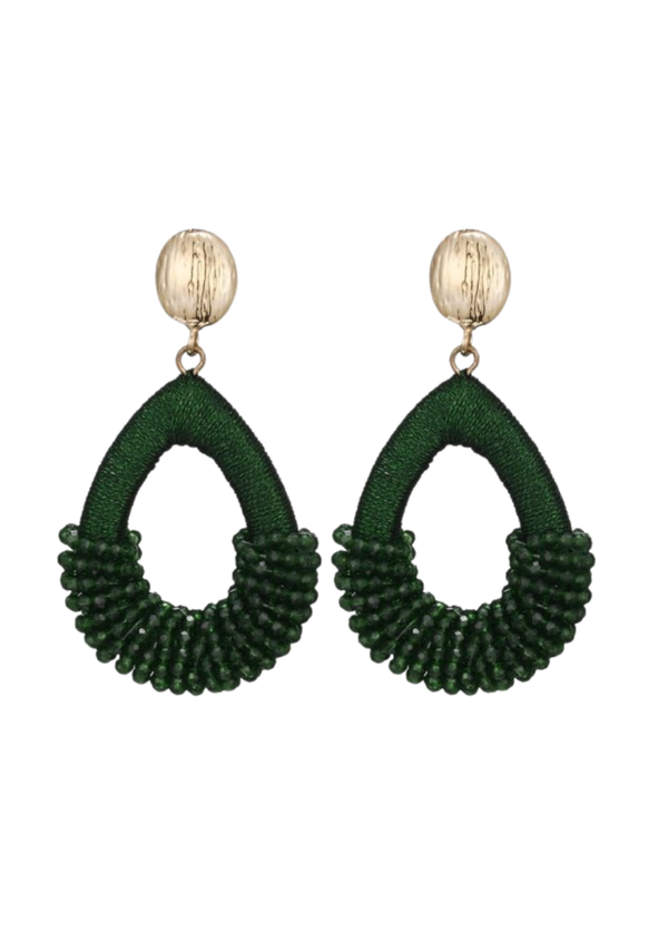 Beaded drops oorbellen - groen -