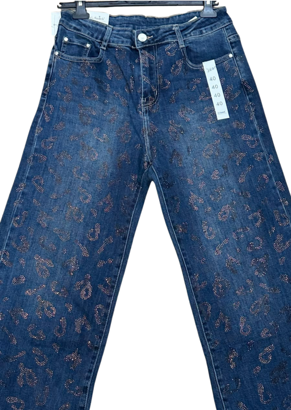 Panter bruine bling wideleg jeans