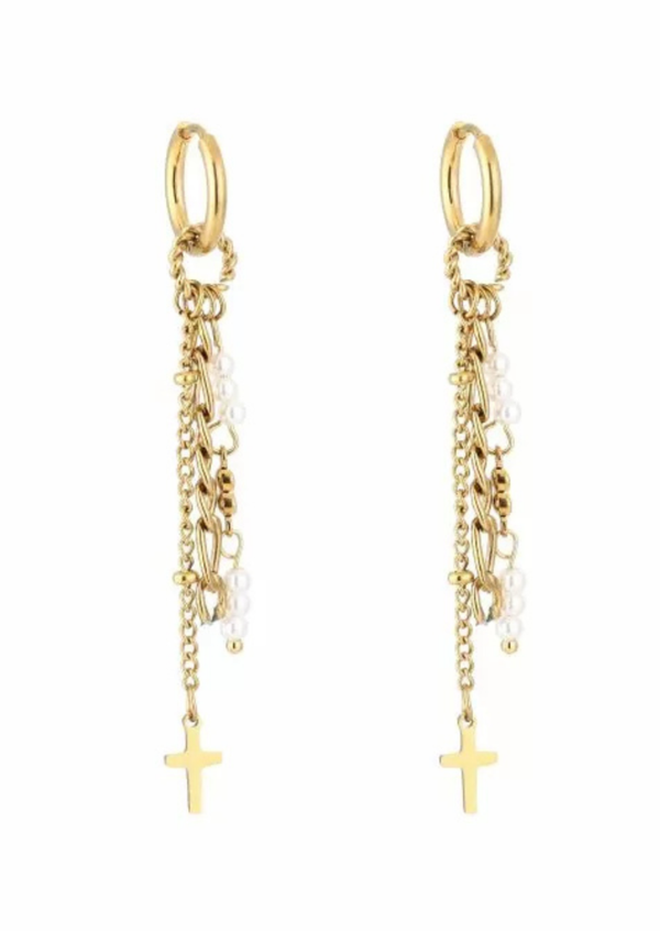 Oorbellen chained cross
