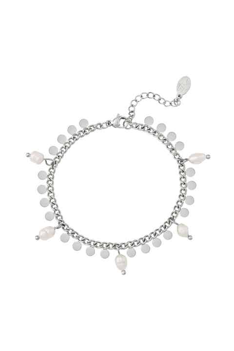 Parel coin armbandje - zilver of goud-