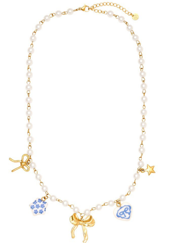 Bedelketting Blue Bow - Goud of Zilver -