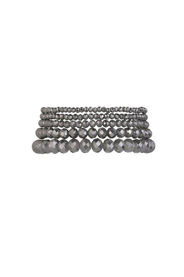 Set van 5 kristal armbanden grijs