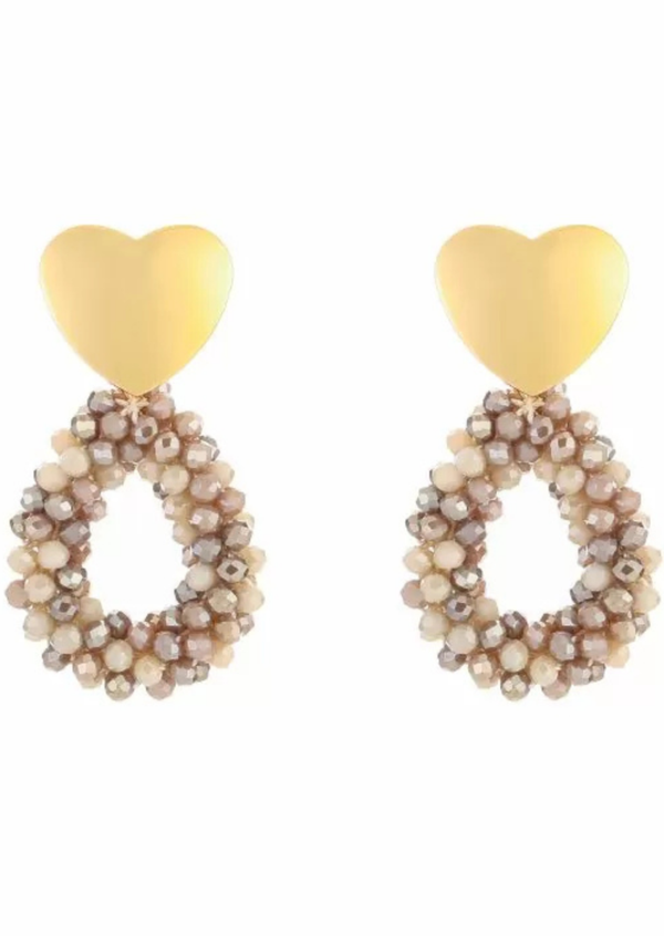 Oorbellen beige hart