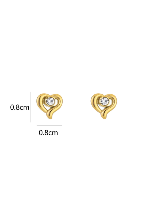 Stud oorbellen diamond heart - Goud of zilver -