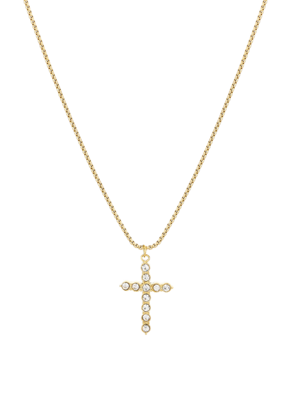 Lange kruis ketting met diamantjes