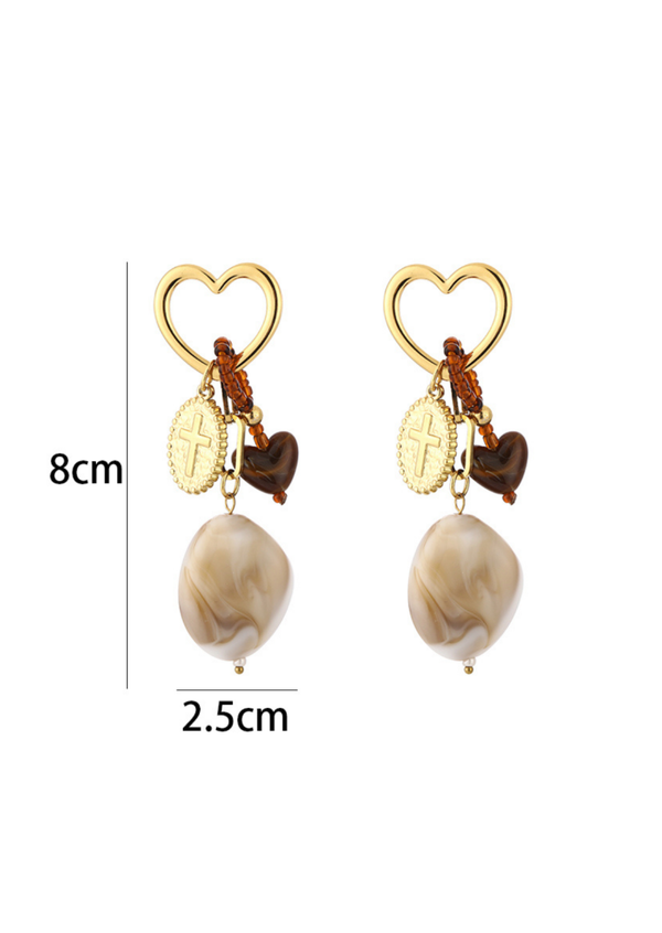 Oorbellen stone cross