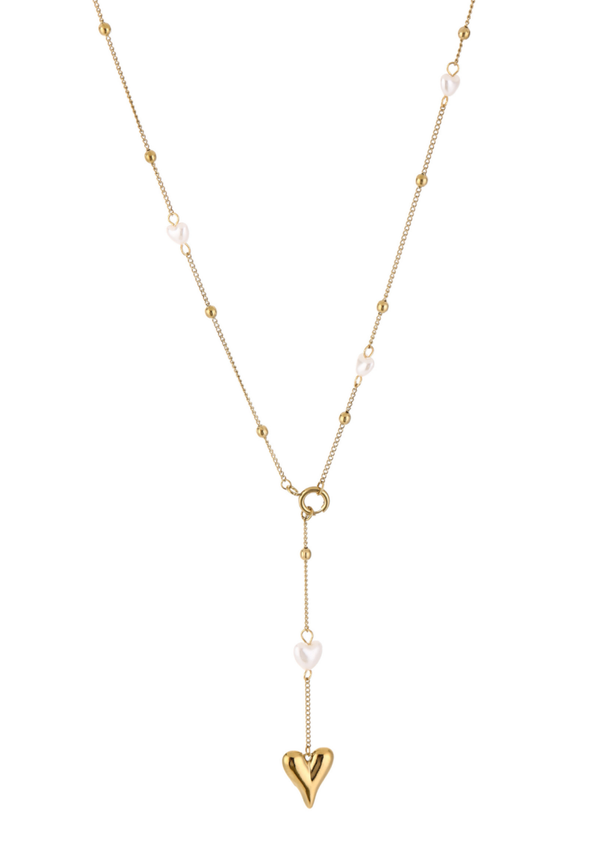 Ketting golden pearl heart