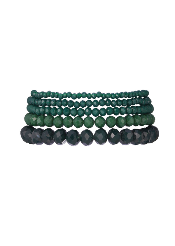 Set van 5 kristal armbanden Army groen