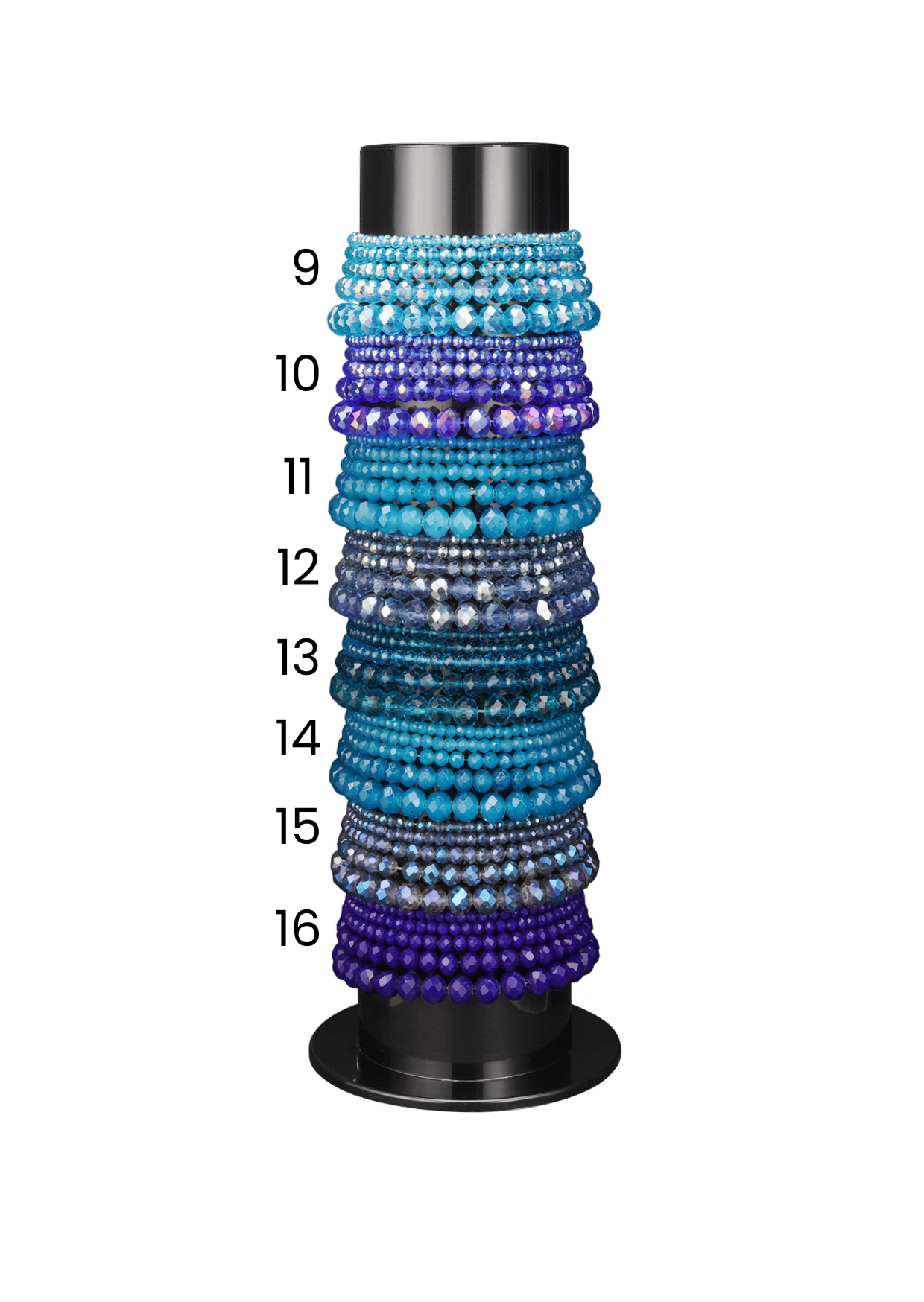 Set van 5 kristal armbanden blauw tinten