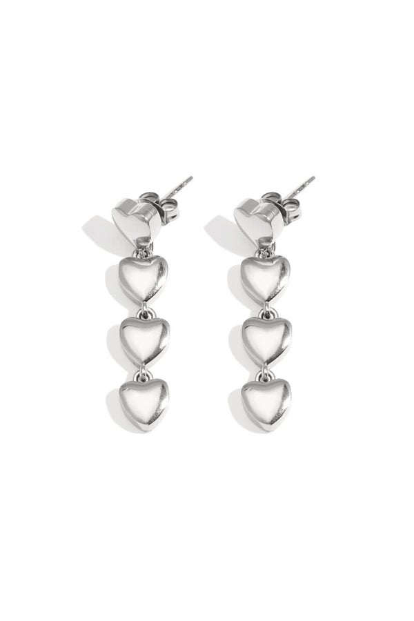 Hearts in a row earrings