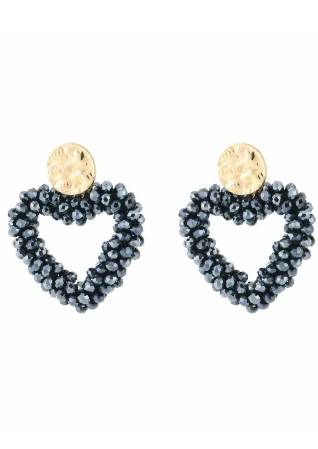 Oorbellen heart - Night blue of taupe-