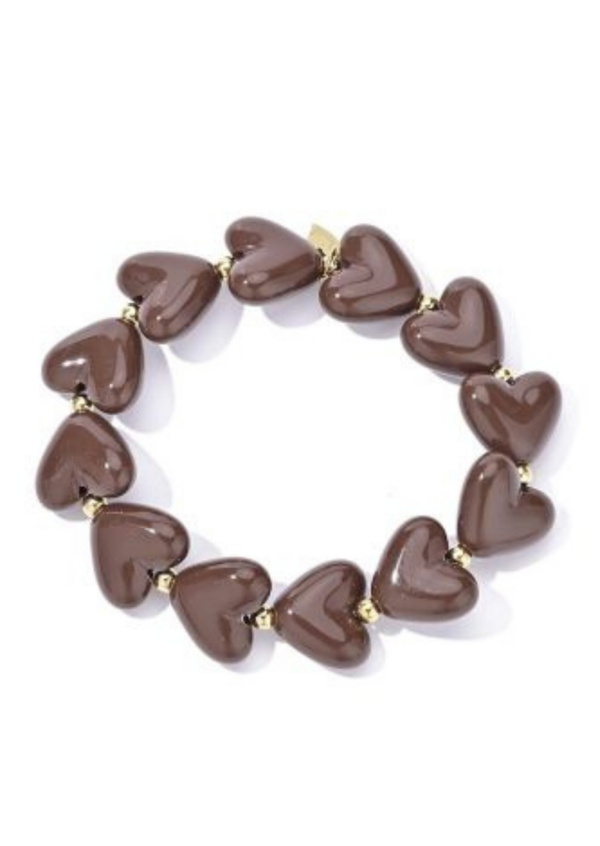 Bruine hartjes armband