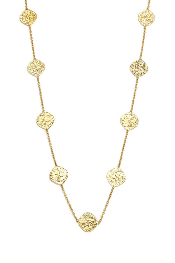 Lange Statement Ketting met Organische Goudkleurige Bedels