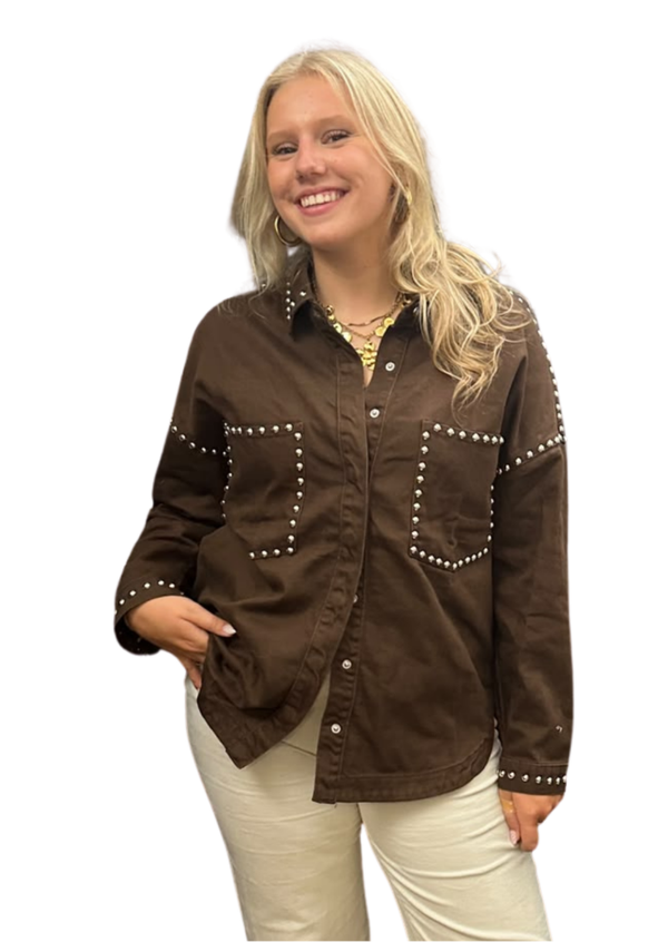 Rosy stud blouse bruin