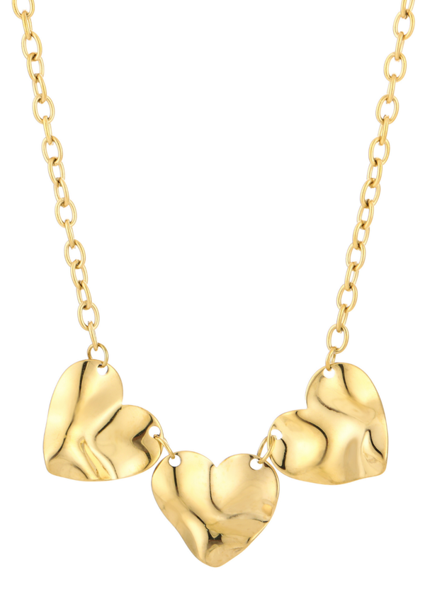 3 hearts statement necklace - goud of zilver -
