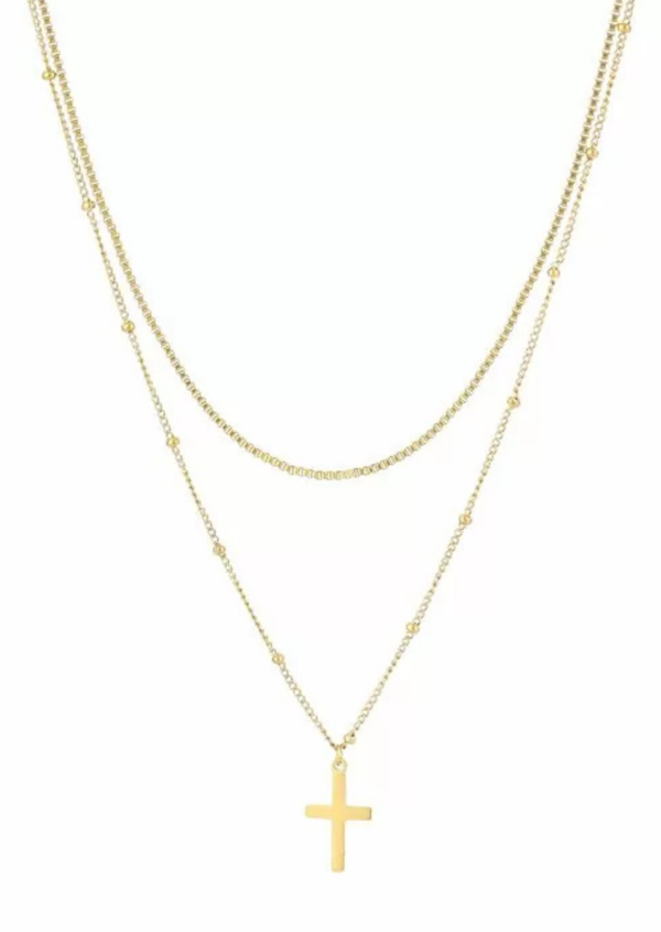 Dubbele ketting met kruisje