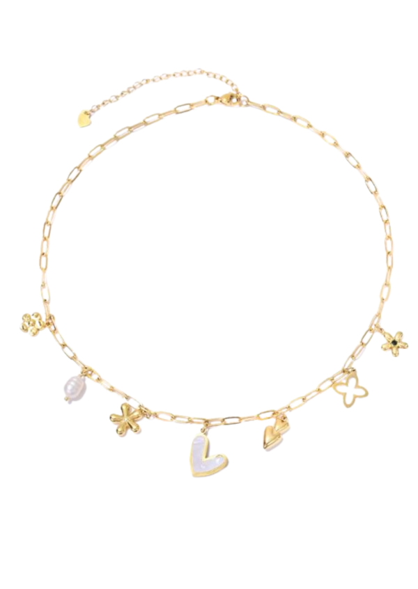 Bedelketting white heart