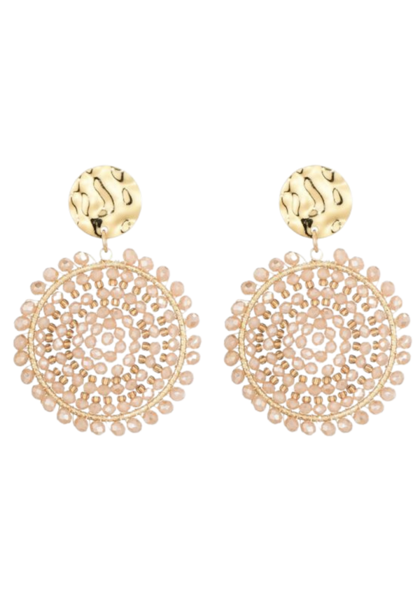 Oorbellen beige cirkel