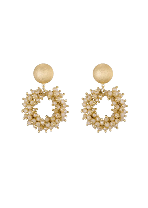 Oorbellen beige bolletjes
