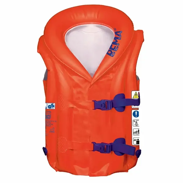 BEMA Aufblasbare Schwimmweste ab 2-6 Jahre 15-30kg orange/blau 30x42cm