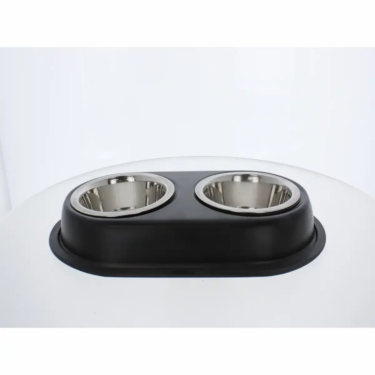 Heimtierbedarf Doppelfressnapf 2 Schüsseln schwarz/silber 35,5x21x5,5cm Schüssel ∅ 13cm