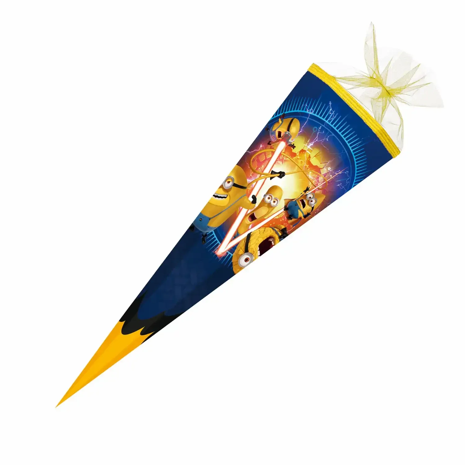 Nestler Schultüte zum Befüllen, Handgemachte Zuckertüte aus Karton - Motiv Mega Minions (gelb, 85 cm 6-eckig)