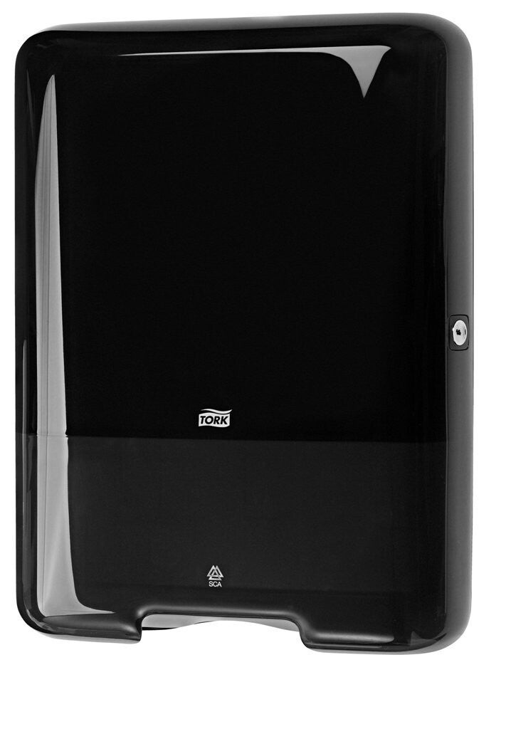 Tork 553008 Spender für H3 Zickzack und Lagenfalz Handtücher im Elevation Design / Papiertuchspender für hygienische Einzeltuchentnahme in Schwarz