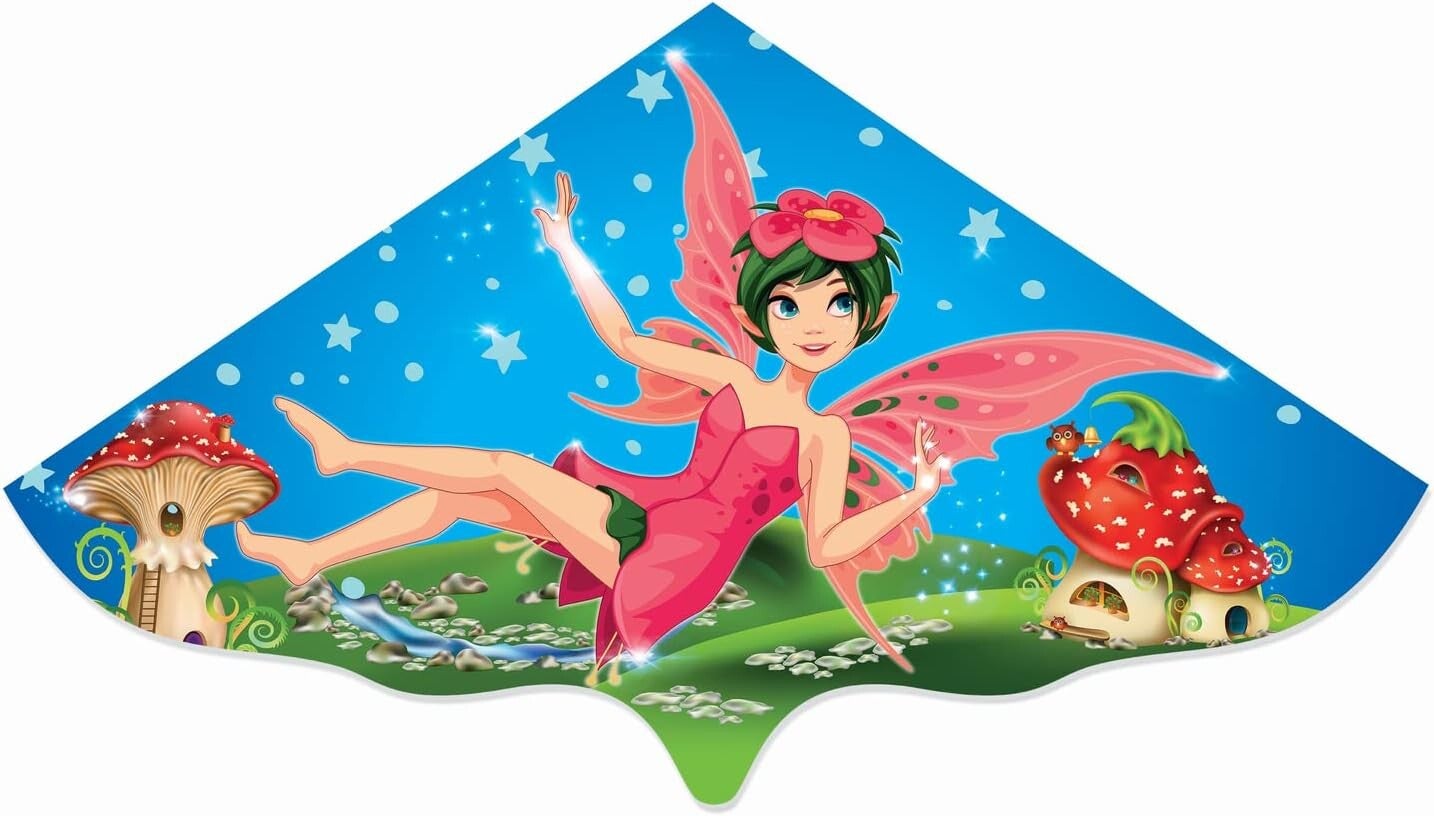 Paul Günther 1101 - Kinderdrachen Magic Fairy, Einleinerdrachen aus robuster PE-Folie für Kinder ab 4 Jahren, mit Wickelgriff und Schnur, ca. 115 x 63 cm groß, ideal auch bei leichtem Wind