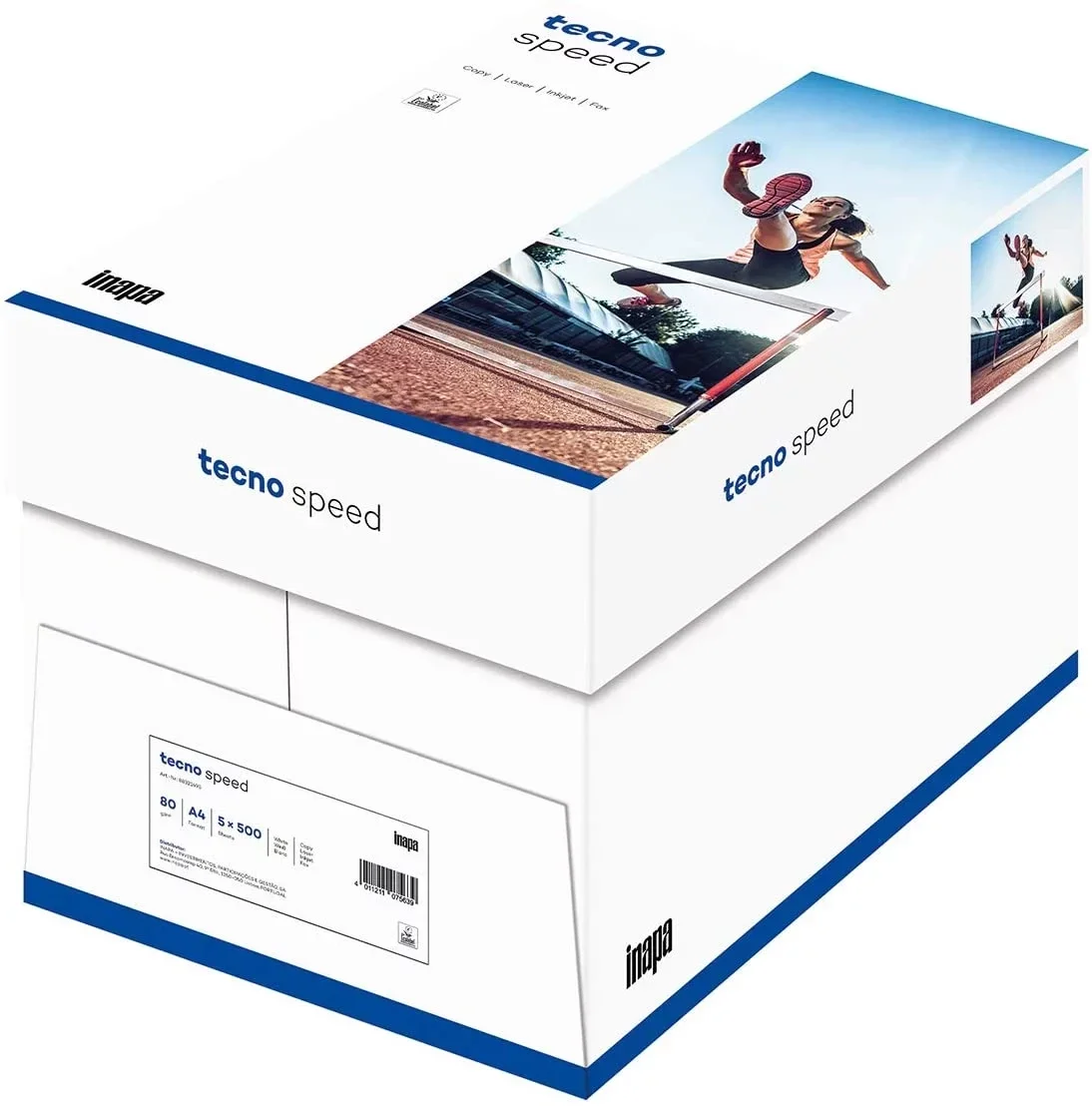 inapa Drucker-/Kopierpapier tecno Speed: 80 g/qm², A4, weiß, 2500 Blatt - schnell und staufrei drucken