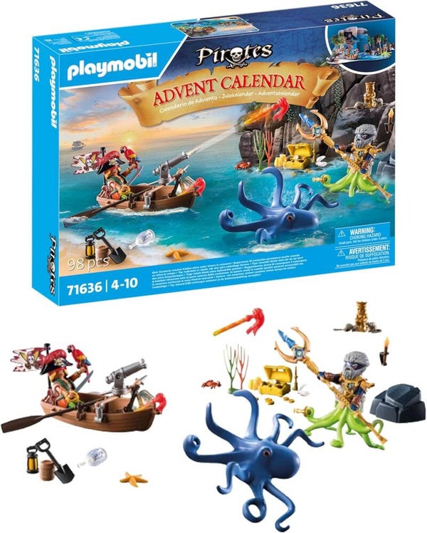 PLAYMOBIL | Piraten Adventskalender | 24 spannende Türchen | Piratenstarke Figuren |Adventskalender für Kinder | Abenteuerspielzeug für Kinder ab 4 Jahren | 71636