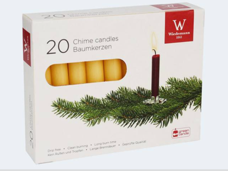 Baumkerzen, Christbaumkerzen 96 x 13 mm, 20 Stück, Natur