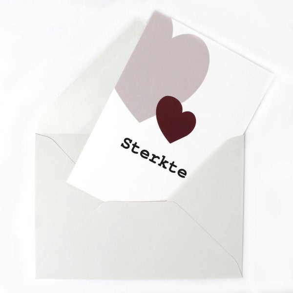 Sterkte kaart in houder met klaproos kandelaar en 10 kaarsen