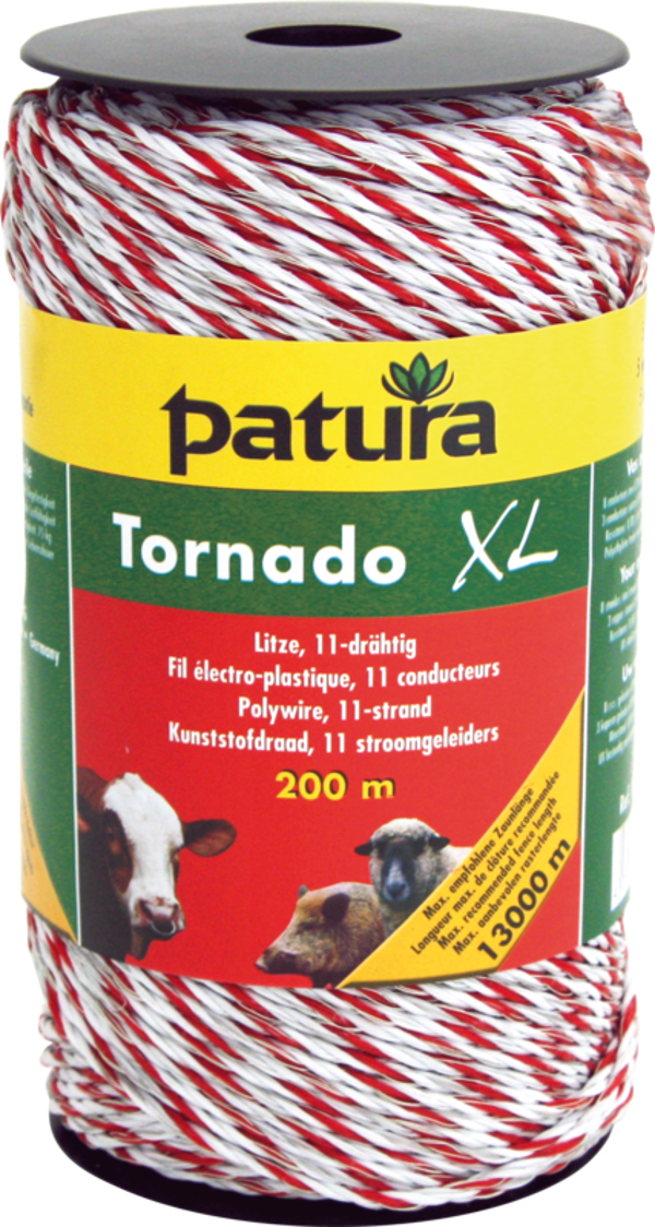 Patura Tornado XL Litze 200m mit 11 Edelstahl-Leiter